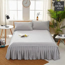 3 PCs Fitted Bed skirt with Pillow cover Light Grey
