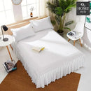 3 PCs Fitted Bed skirt with Pillow cover White