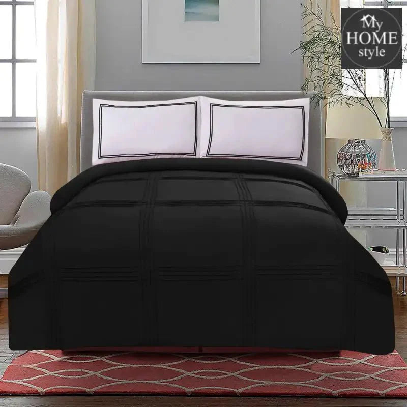 3 Pcs Luxury Baratta Pleated Duvet Set Black