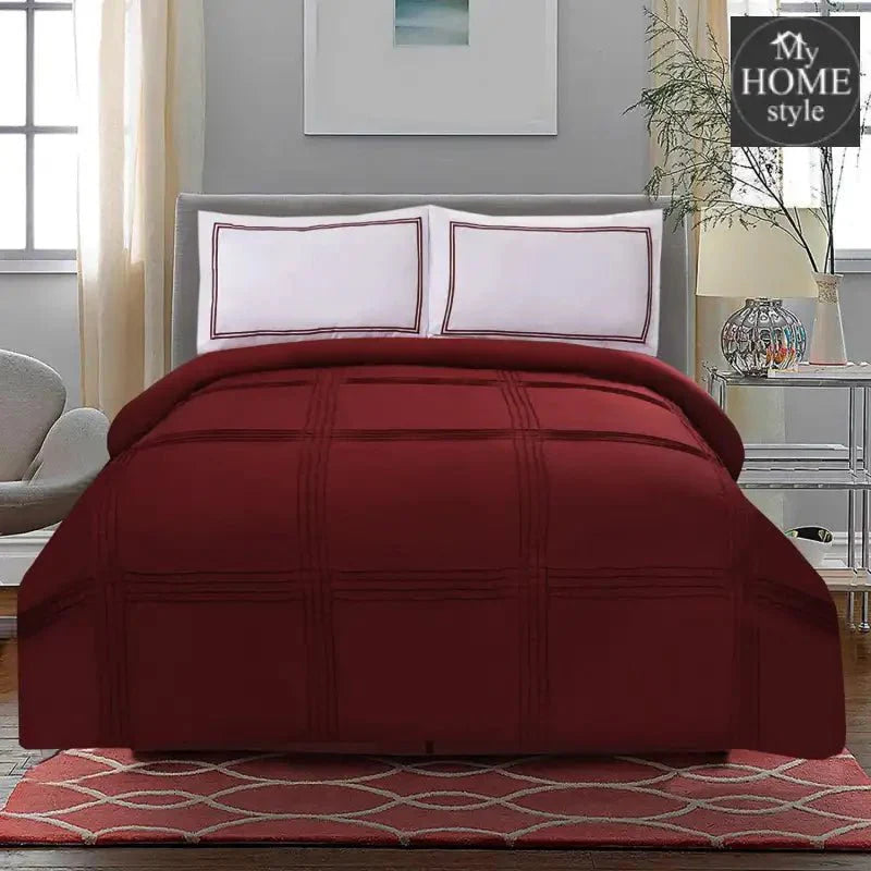 3 Pcs Luxury Baratta Pleated Duvet Set Maroon
