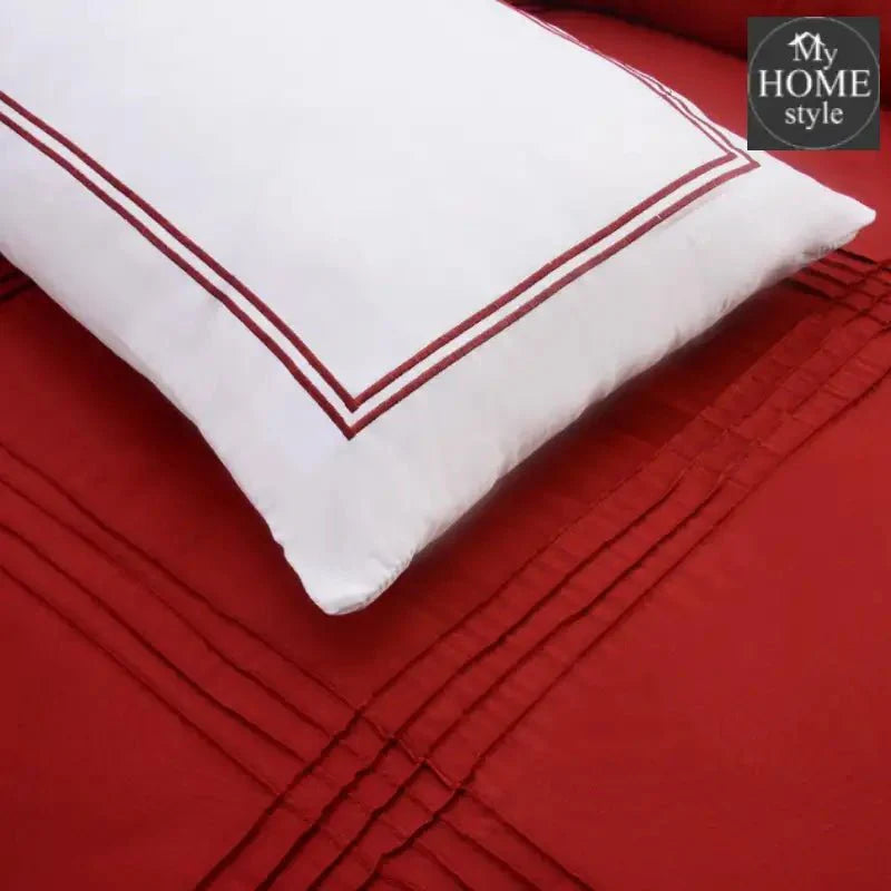 3 Pcs Luxury Baratta Pleated Duvet Set Red