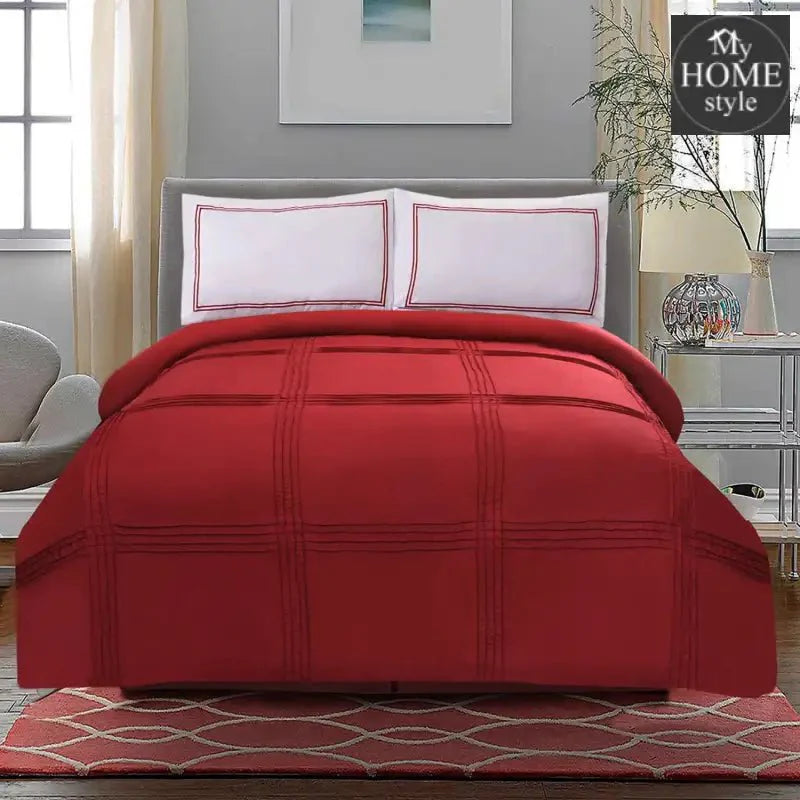 3 Pcs Luxury Baratta Pleated Duvet Set Red