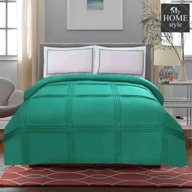 3 Pcs Luxury Baratta Pleated Duvet Set Teal