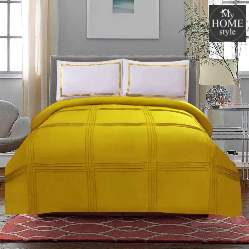 3 Pcs Luxury Baratta Pleated Duvet Set Yellow