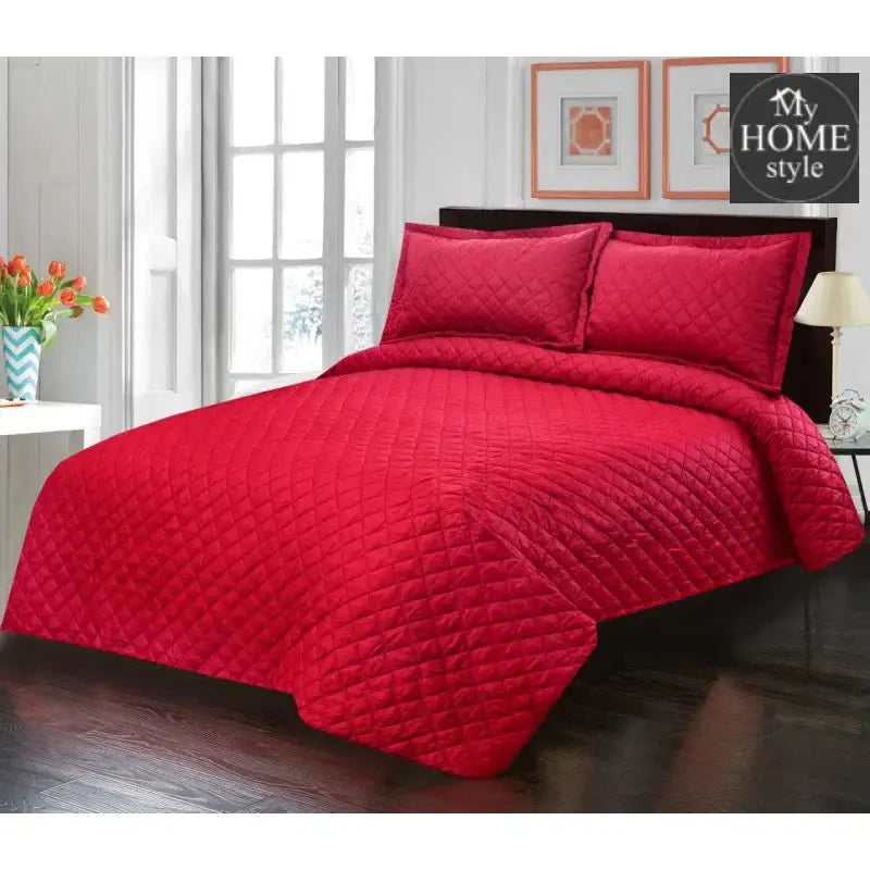 3 Pc's  Luxury Bedspread RED