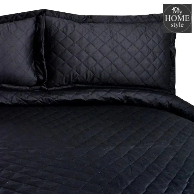 3 Pc's  Luxury Satin Strip Bedspread Black