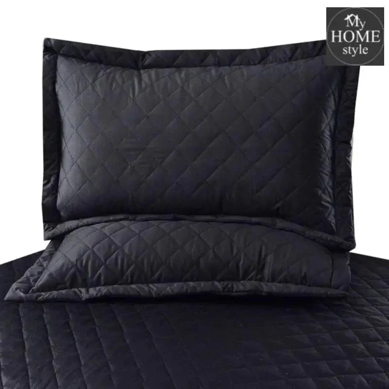 3 Pc's  Luxury Satin Strip Bedspread Black