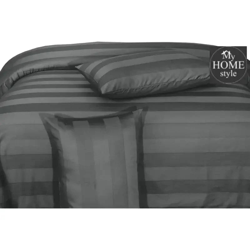 3 Pc's Luxury Satin Stripe Duvet Set Grey