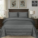 3 Pc's Luxury Satin Stripe Duvet Set Grey