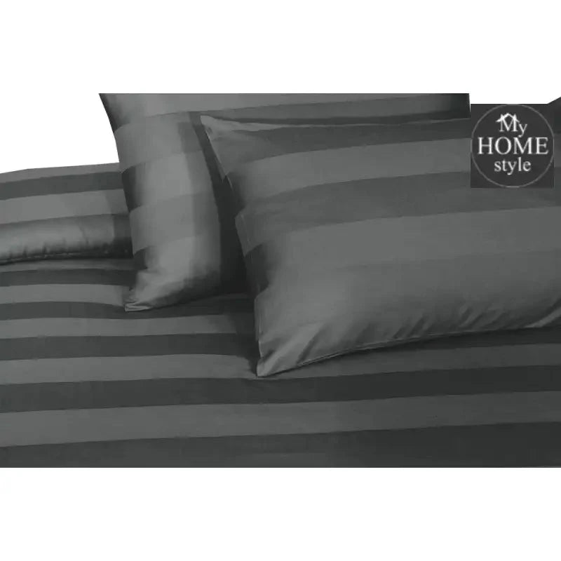 3 Pc's Luxury Satin Stripe Duvet Set Grey