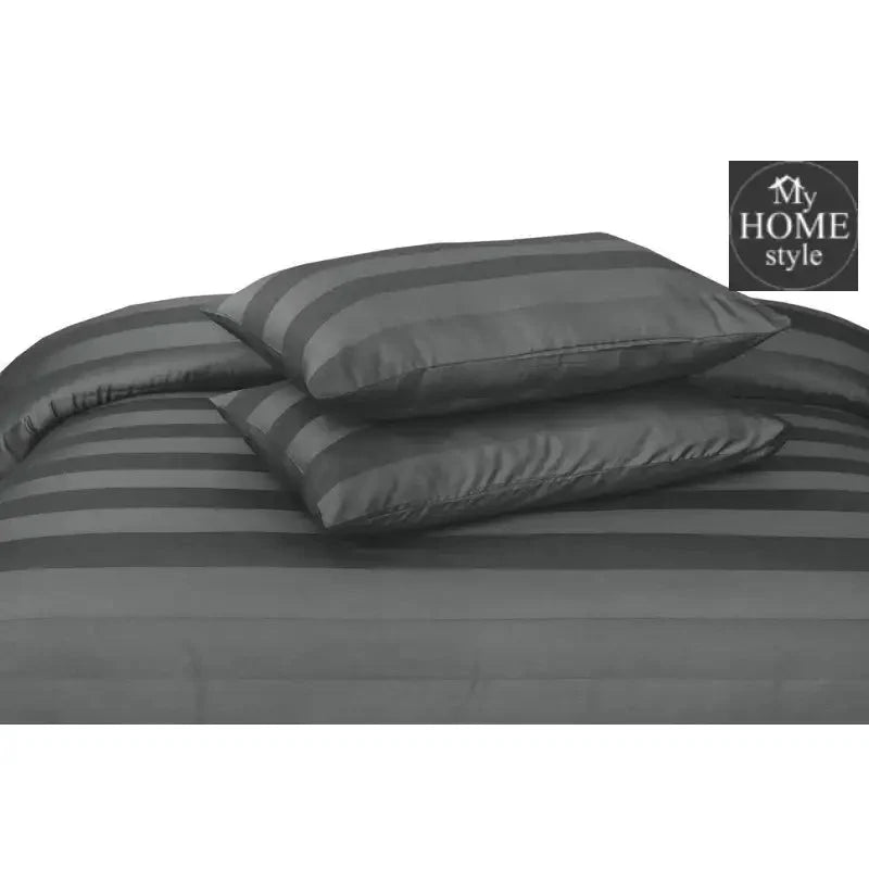 3 Pc's Luxury Satin Stripe Duvet Set Grey