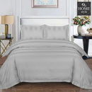 3 Pc's Luxury Satin Stripe Duvet Set Light Grey