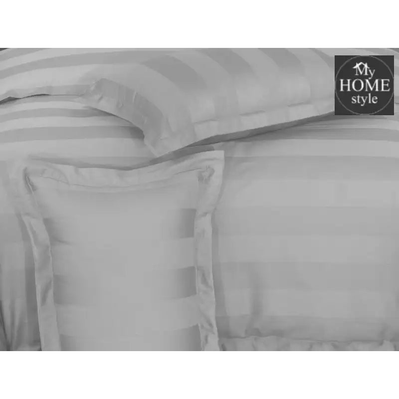 3 Pc's Luxury Satin Stripe Duvet Set Light Grey