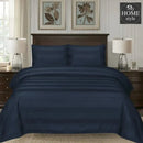 3 Pc's Luxury Satin Stripe Duvet Set Navy
