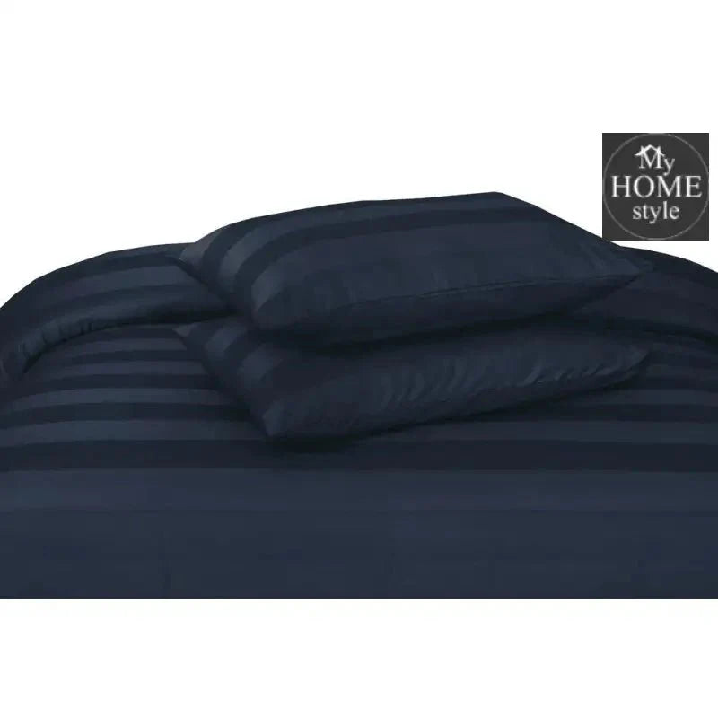 3 Pc's Luxury Satin Stripe Duvet Set Navy