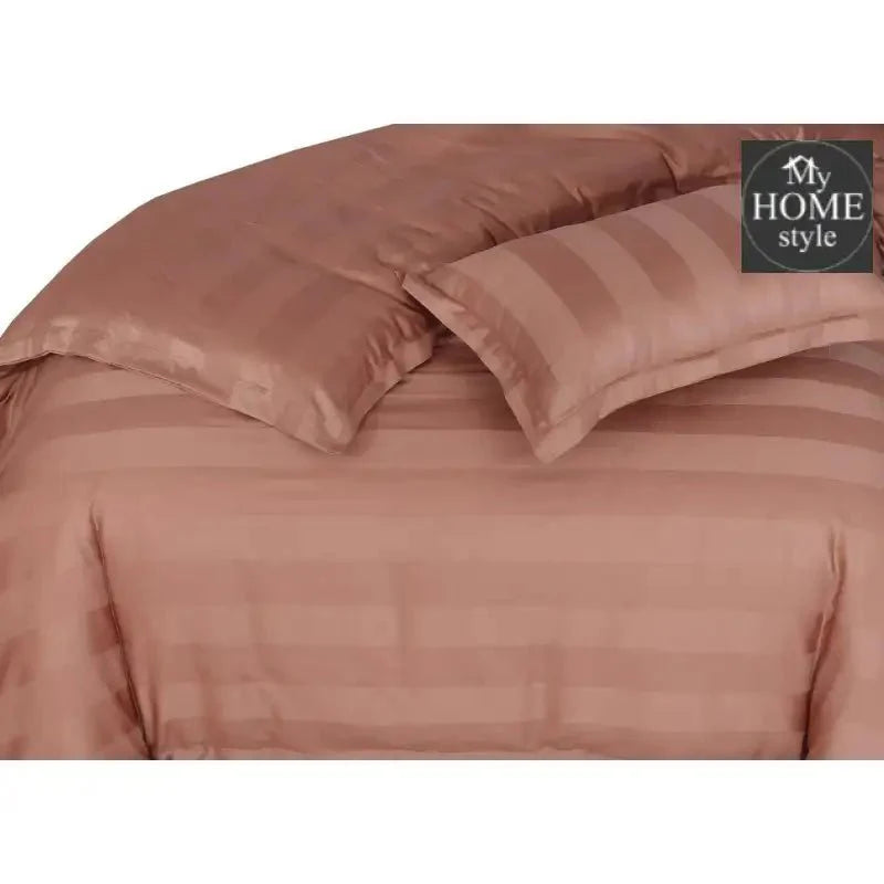 3 Pc's Luxury Satin Stripe Duvet Set Peach