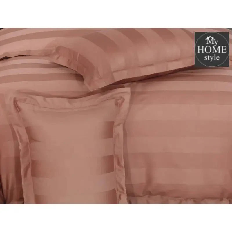 3 Pc's Luxury Satin Stripe Duvet Set Peach