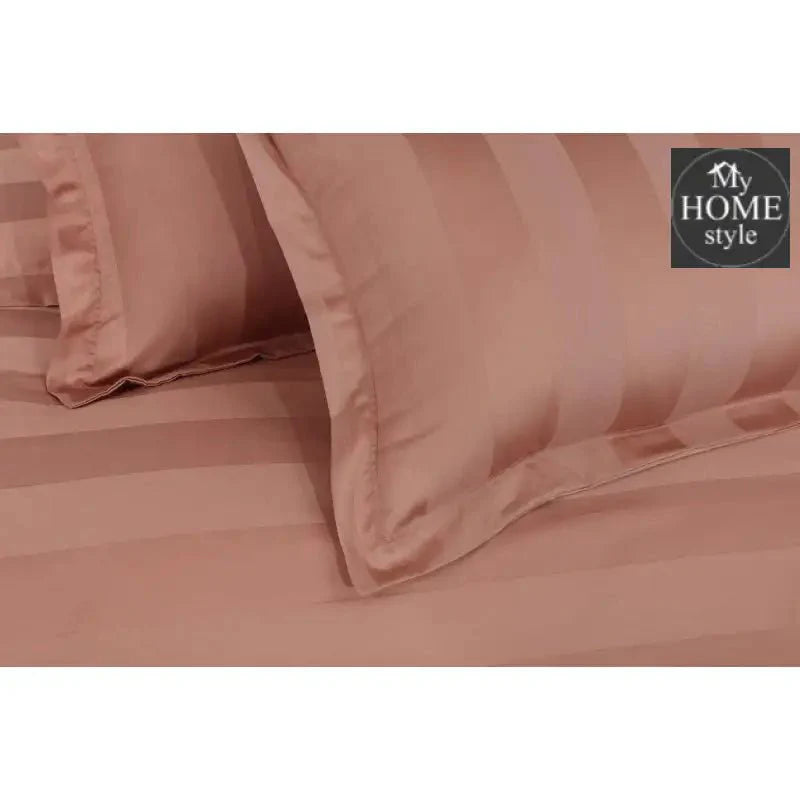 3 Pc's Luxury Satin Stripe Duvet Set Peach