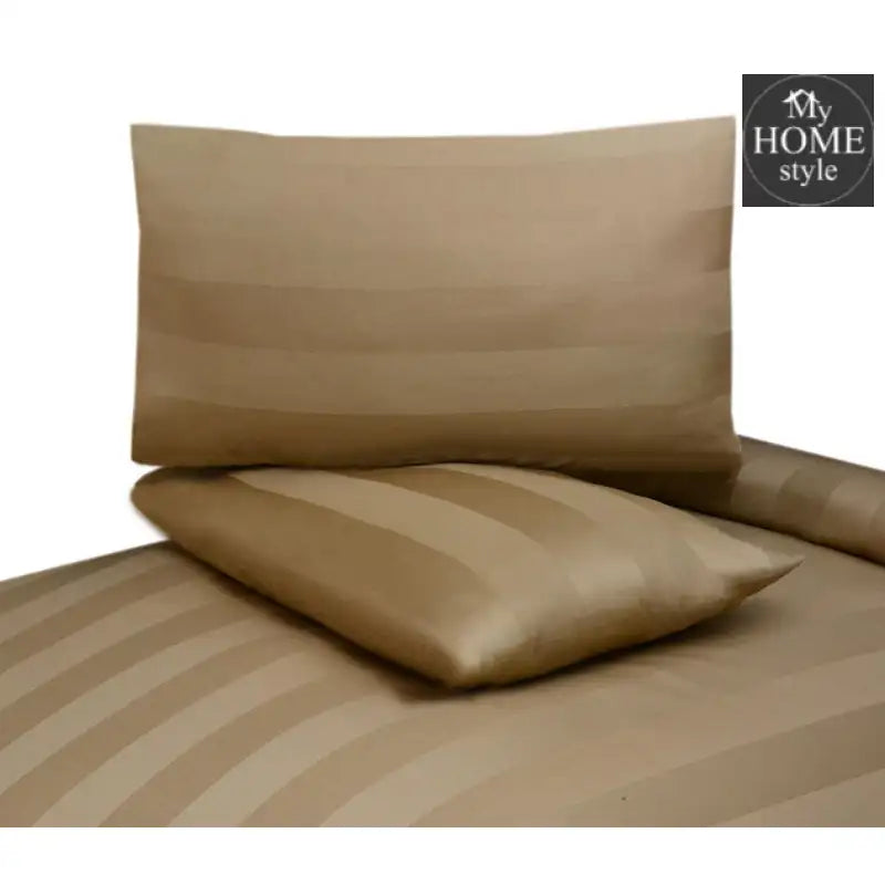 3 Pc's Luxury Satin Stripe Duvet Set Skin Beige
