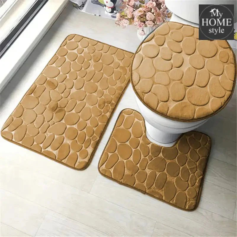 3 PCs Non Skid Suction Toilet Mat - 026