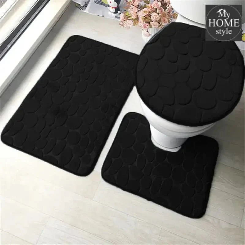 3 PCs Non Skid Suction Toilet Mat - 027