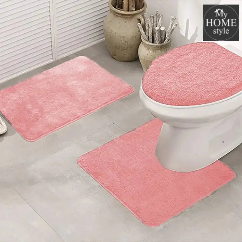 3 PCs Non Skid Suction Toilet Mat - 028