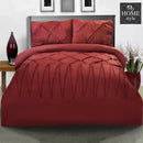 3 Pcs Pintuck & Cross Pleated Duvet Set - Red