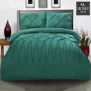 3 Pcs Pintuck & Cross Pleated Duvet Set - Teal