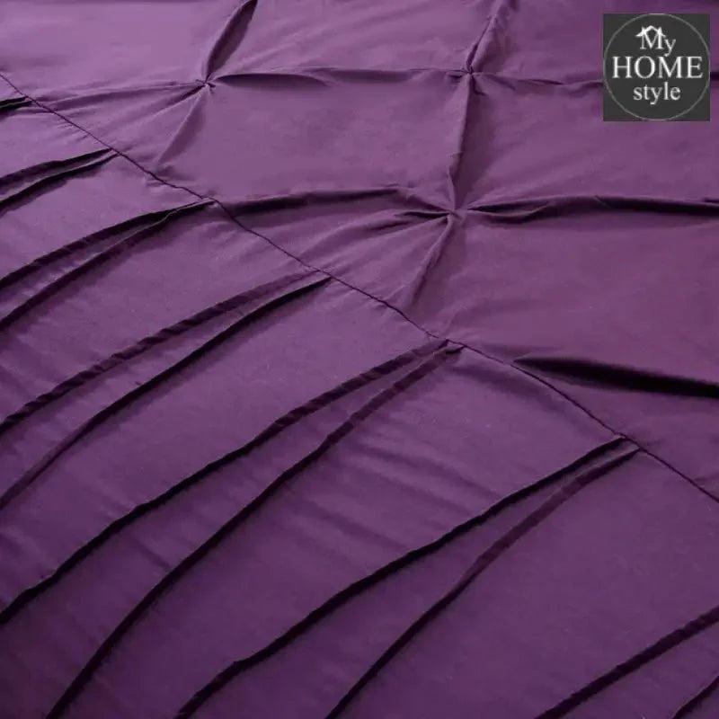3 Pcs Pintuck & Cross Pleated Duvet Set - Violet SC