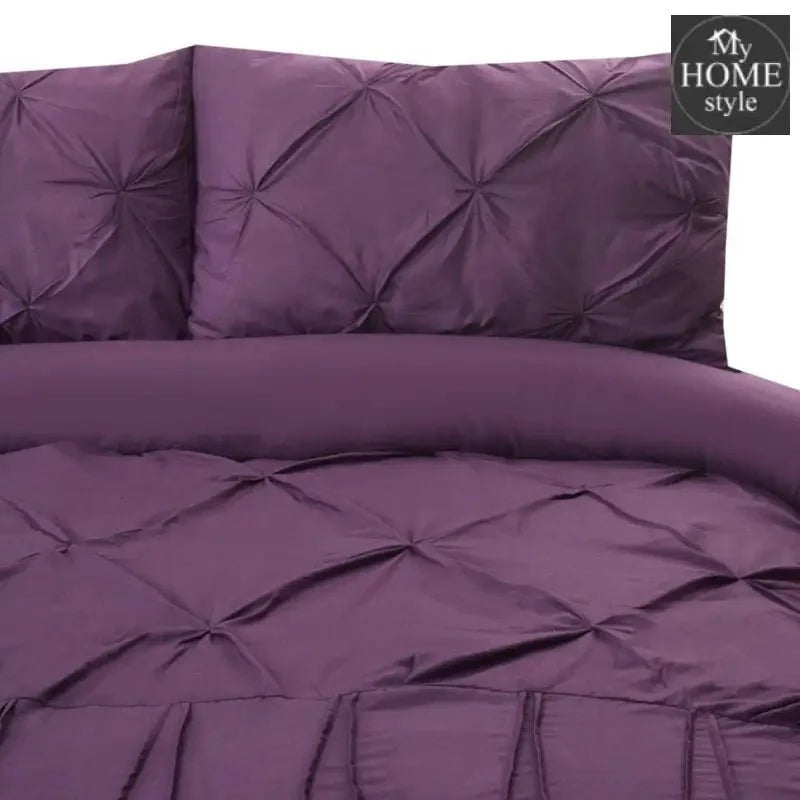 3 Pcs Pintuck & Cross Pleated Duvet Set - Violet SC