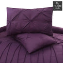 3 Pcs Pintuck & Cross Pleated Duvet Set - Violet SC