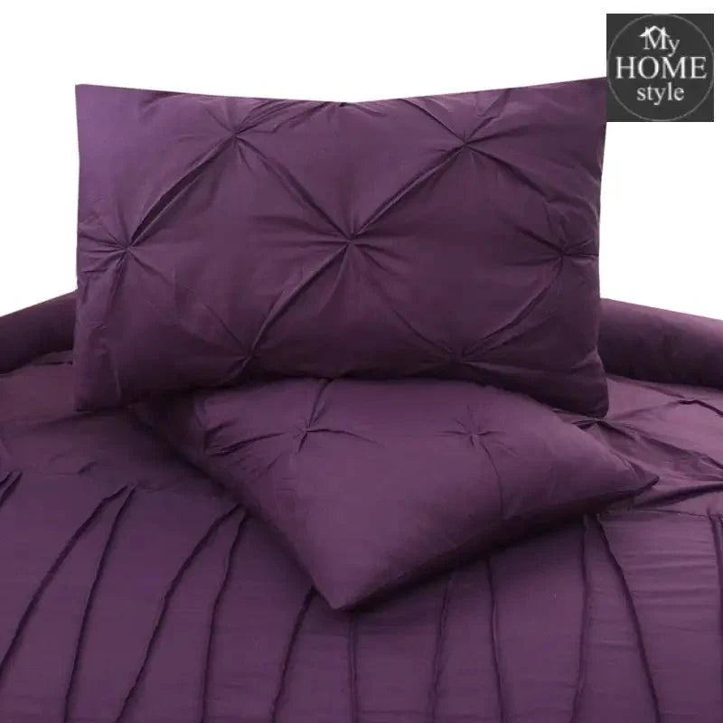 3 Pcs Pintuck & Cross Pleated Duvet Set - Violet SC