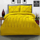 3 Pcs Pintuck & Cross Pleated Duvet Set - Yellow