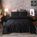 3 Pcs Pintuck Diamond Duvet Set Black