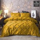 3 Pcs Pintuck Diamond Duvet Set Mustard