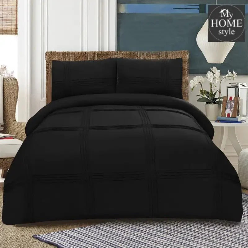 3 Pc's Pleated Duvet Set Black