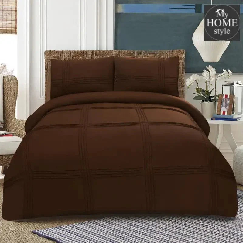 3 Pc's Pleated Duvet Set Brown