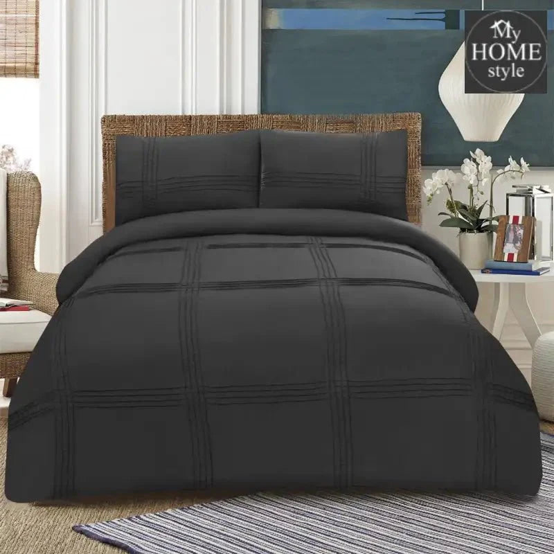 3 Pc's Pleated Duvet Set Grey