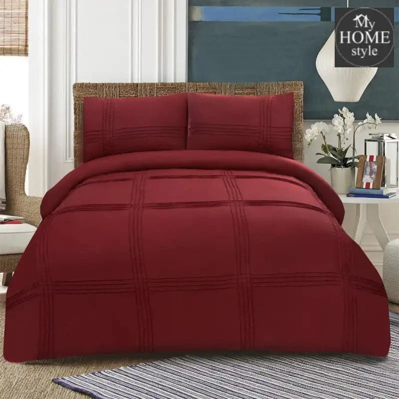 3 Pc's Pleated Duvet Set Maroon
