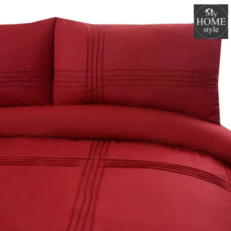 3 Pc's Pleated Duvet Set Red