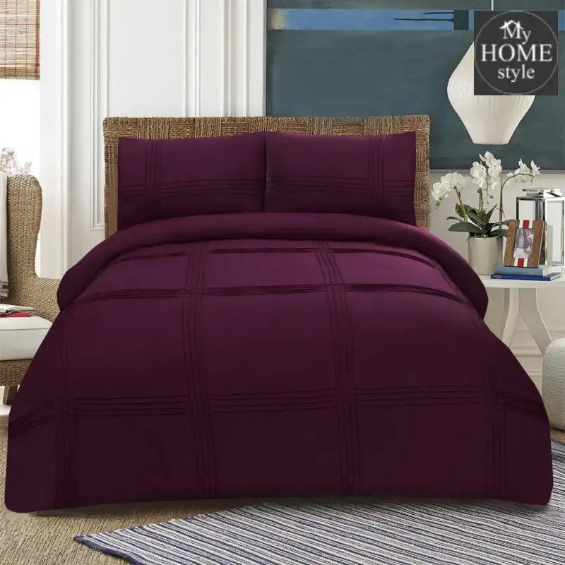 3 Pc's Pleated Duvet Set Violet
