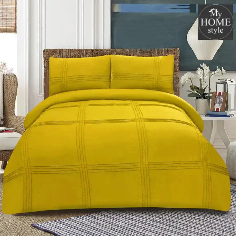 3 Pc's Pleated Duvet Set Yellow