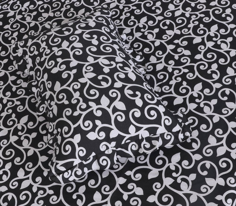 3 PCs Printed Bed skirt with Pillow cover 01