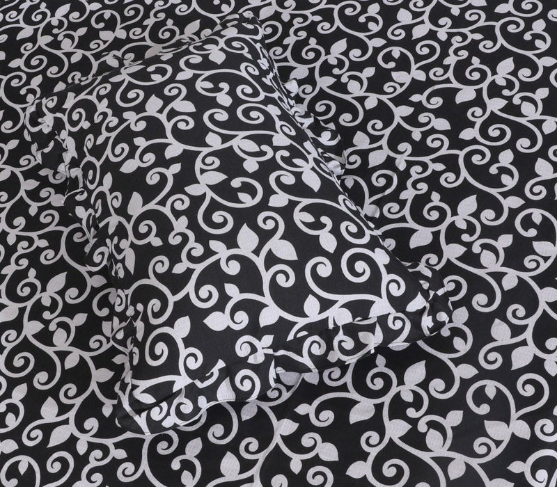 3 PCs Printed Bed skirt with Pillow cover - 1140