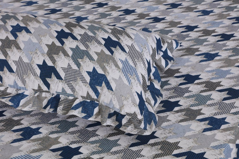 3 PCs Printed Bed skirt with Pillow cover - 1143