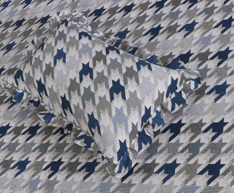 3 PCs Printed Bed skirt with Pillow cover - 1143