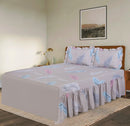 3 PCs Printed Bed skirt with Pillow cover 13