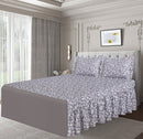 3 PCs Printed Bed skirt with Pillow cover 17