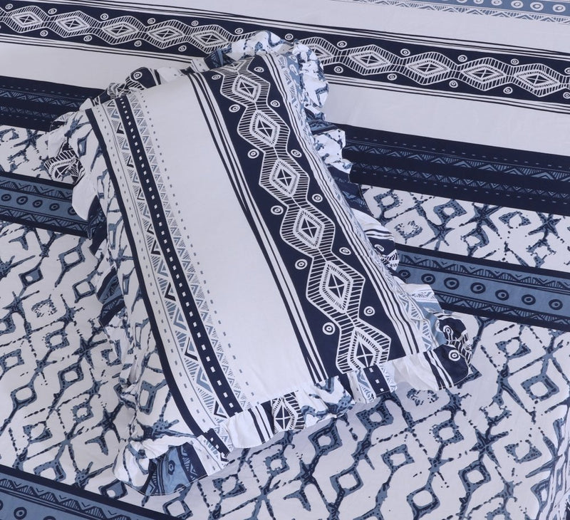 3 PCs Printed Bed skirt with Pillow cover 22