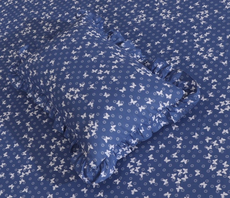 3 PCs Printed Bed skirt with Pillow cover 25